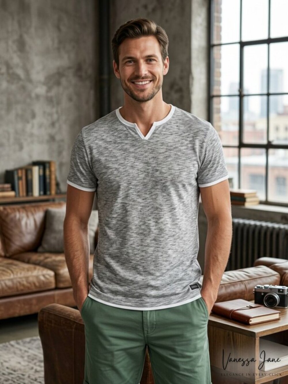 Buffalo David Bitton Mens Kali Space Dyed T-Shirt, XL